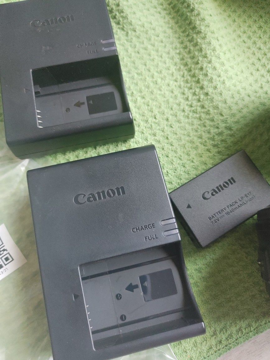 Two Genuine Canon Lc-e17  Battery Chargers And One Genuine Canon Lp-e17 Battery For EOS Canon Cameras