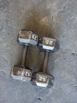 (2) 25lb Iron Dumbell set.