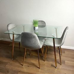 Glass Gold Ghost Dining Table 