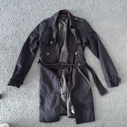 Tommy Hilfiger Navy Double-Breasted Belted Trench Coat