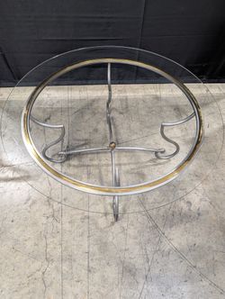 Glass Top Accent Table with Scrolled Metal Base