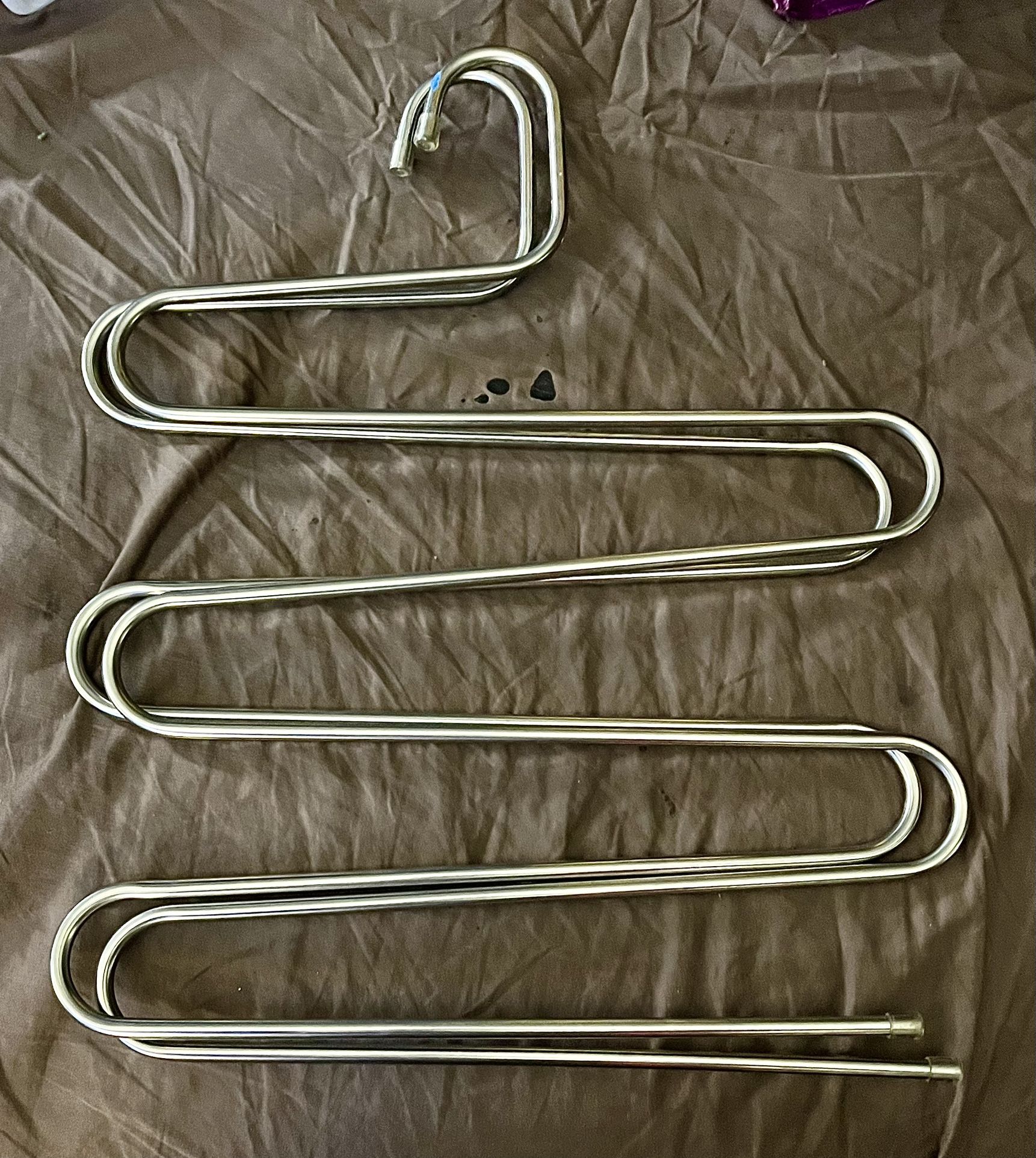 2 Metal Space Saving  S-Shaped Tiered Pant Hangers