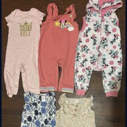 Baby Girl Clothes Size 12 Mos Romper Bundle (5pcs)