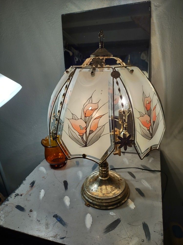 Vintage Glass Panel Touch Lamp