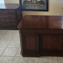 Solid Wood Desk & Credenza