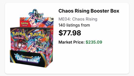 Pokemon TCG chaos rising booster box $230