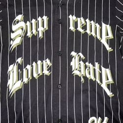 Supreme 2019 Love Hate Baseball Jersey Black, Size Medium