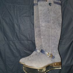Blue Suede Knee High Riding Boots Sz 10 Womens