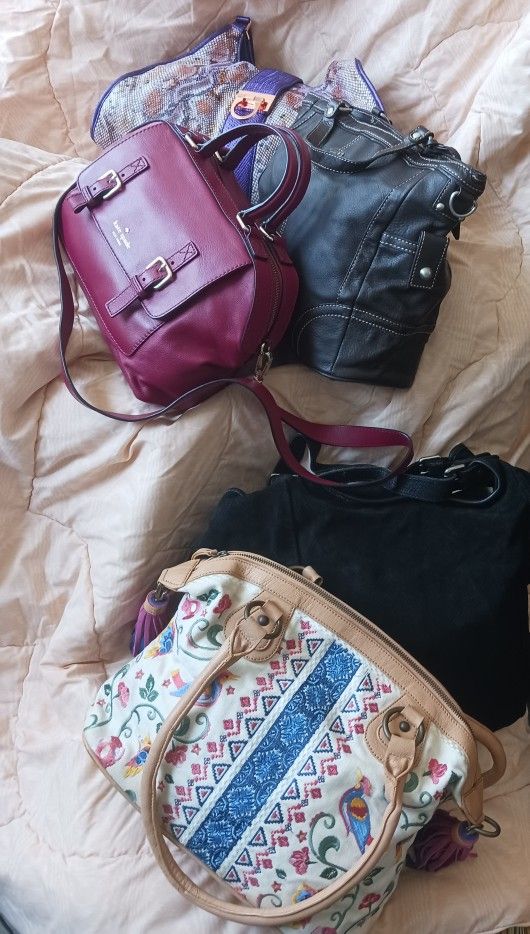 Designer's Handbags Lot - Kate Spade-Sharif-The Sak-La Gioe Di Toscana- Italian Suede