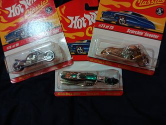 Hot wheels classics pit cruiser blast lane scorching scooter and all stars choppers