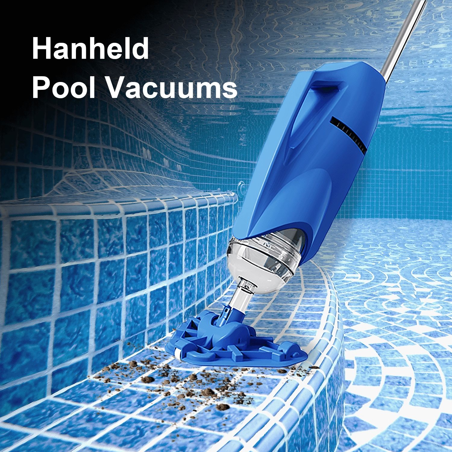 Pool Vacuum w/Telescopic Pole, Cordless, Rechargeable; up to 18 Gal/Min