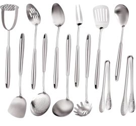 Stainless Steel Kitchen Utensils Set 18 10 Stainless Steel Cooking Utensils Set - 12 PCS Large Metal Cooking Utensil Tools Set