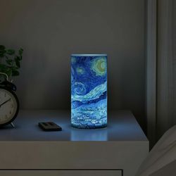Van Gogh Art LED Candle Scented Starry Night Remote Timer Flickering Flameless