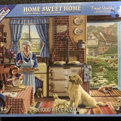Two White Mountain 1000 piece jigsaw puzzles - Home Sweet Home and Ready for a Drive 