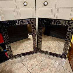 Matching Set of Decorative Patterned Wall Mirrors – No Cracks 