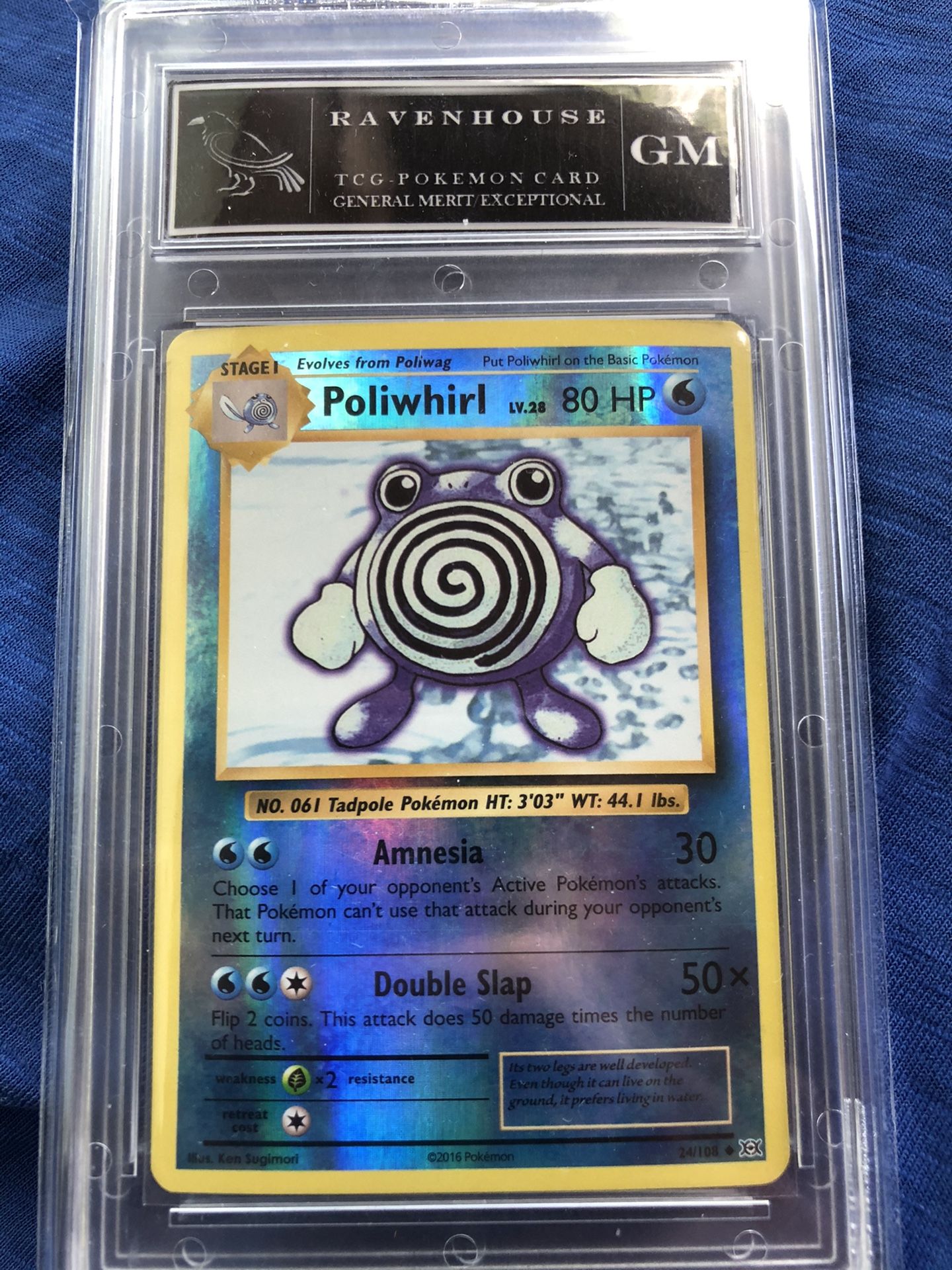 poliwhirl pokemon card value - (24/108) Mint / near mint condition trading card poliwhirl Pokemon Card Graded Clean