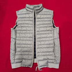 Armani Exchange Puffer Vest Men's Size Medium Gray Zip White Duck Down Quilted A/X