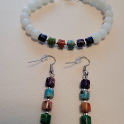 Sterling Silver Beads, Set Of Bracelet And Earrings For Women.