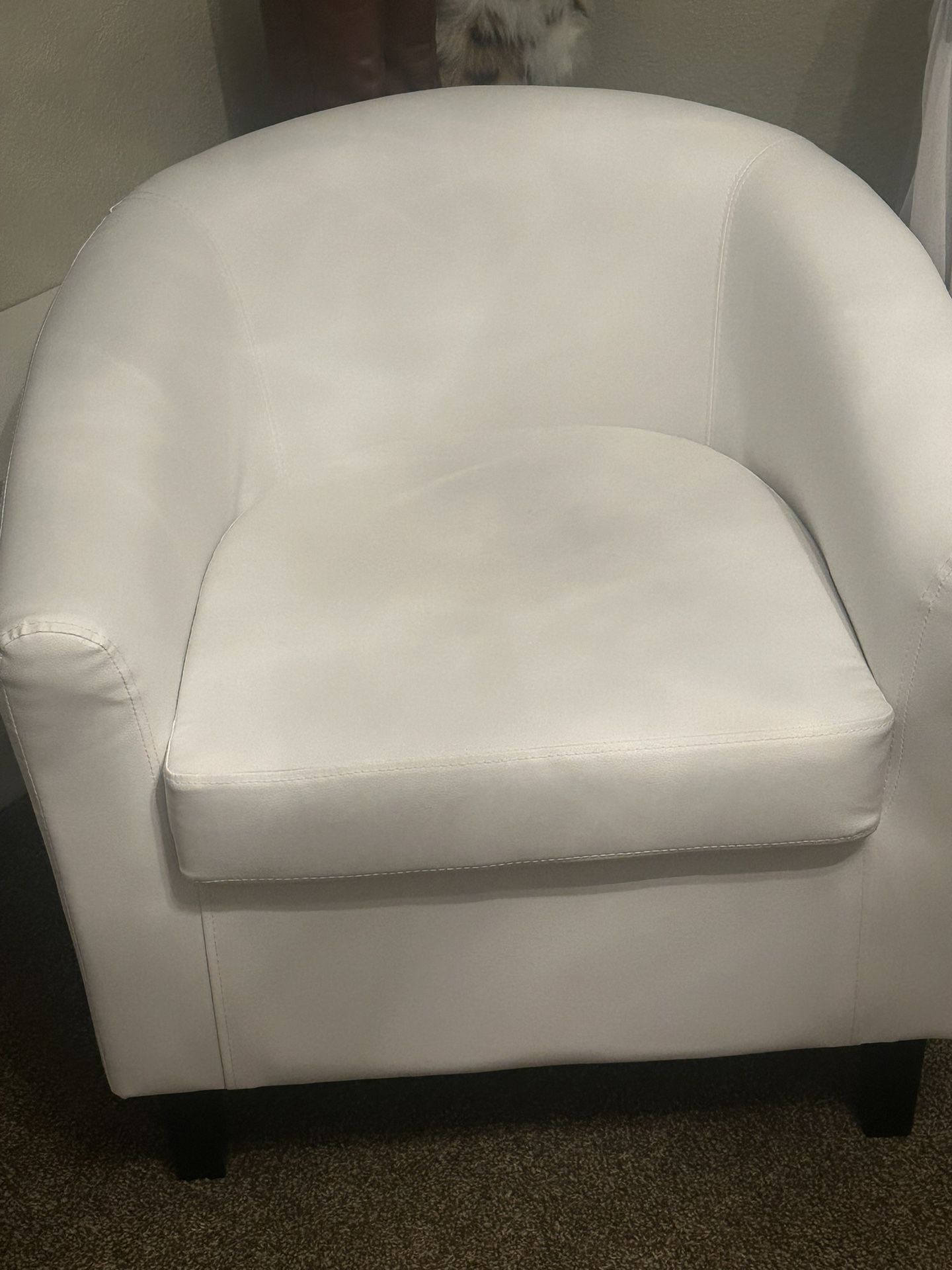 Faux White Accent Chair 