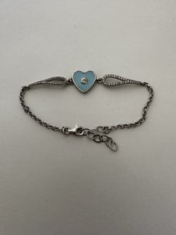 925 Silver blue enamel heart love bracelet