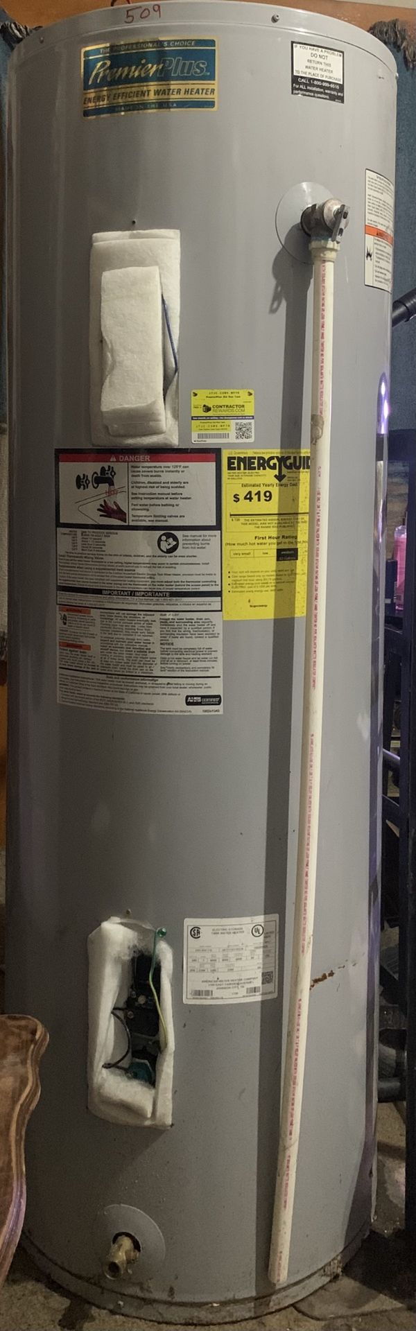 50 Gal Premier Plus Electric Water Heater - Tall Energy Star - Used, Like New - $275 OBO
