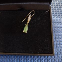 18K Green Tourmaline And Diamond Yellow Gold Pendant