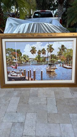 Lee young signed oil painting large