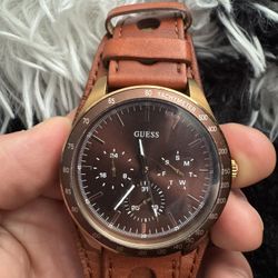 Men’s Chronograph Watch – Brown Leather Strap