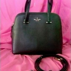 Kate Spade Medium Dome Satchel Crossbody Bag Leather Black