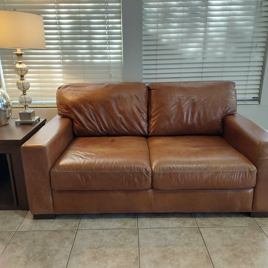Brown Leather Couch Loveseat