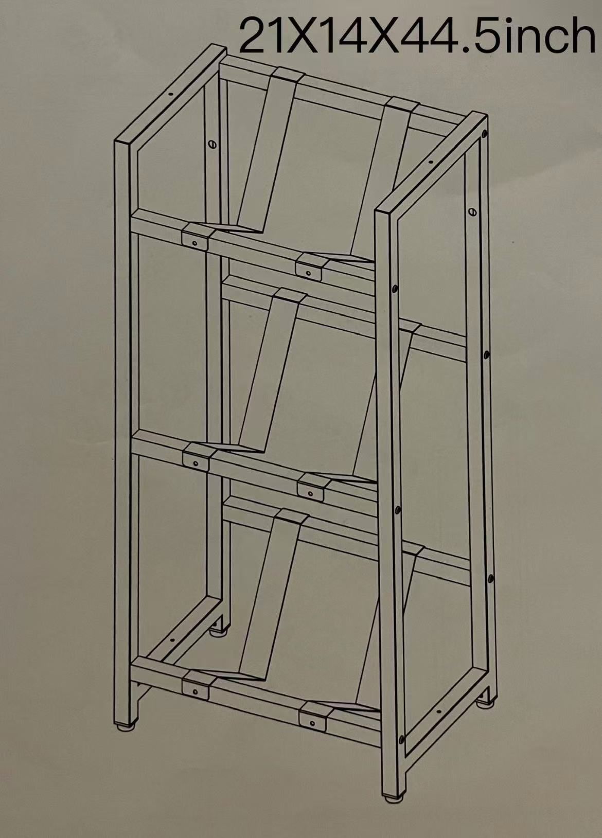 Metal Shelves, 21X14X44.5 inch, Black & White