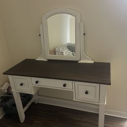 Wood vanity with drawers