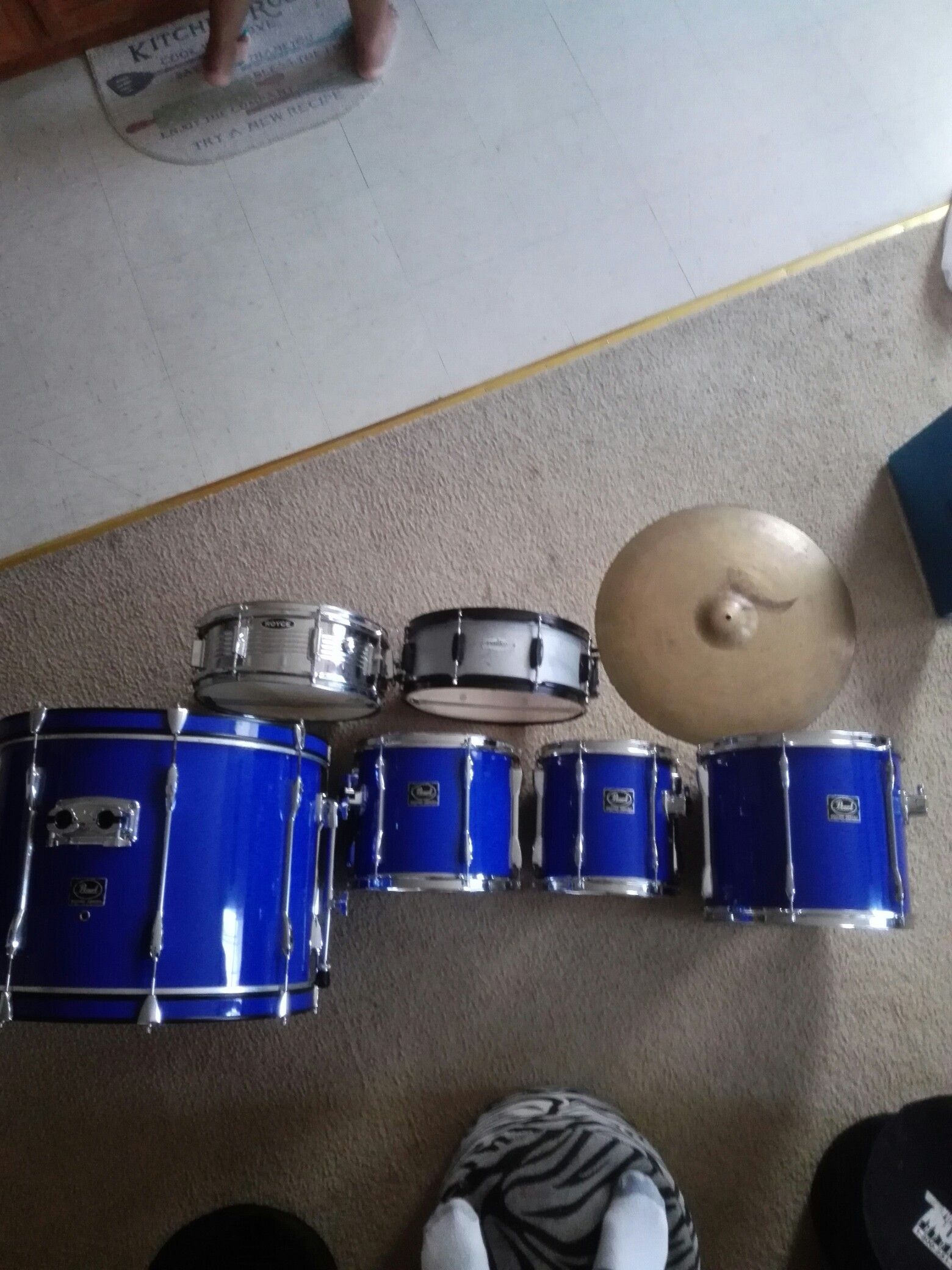 DRUM SET PEARL BLUE&CHROME EXPORT $250 best offer