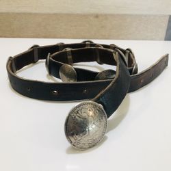 AUTHENTIC RARE VTG MEXICANOS CONCHO Brown Leather Belt - 36"