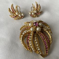 Vintage Brooch And Earring Set