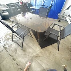 Glass Patio Table With 4 Chairs