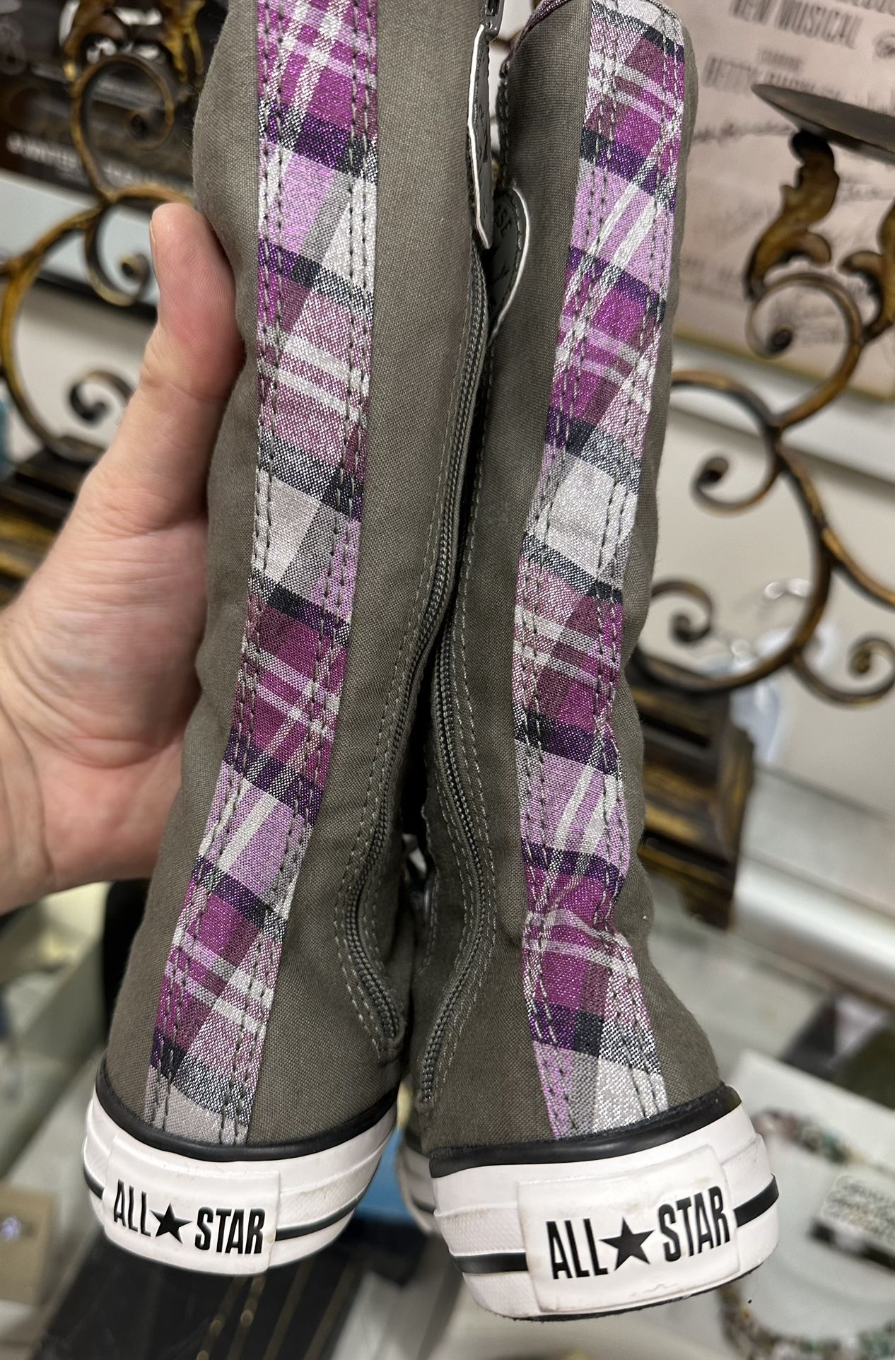 Checkered knee high clearance converse