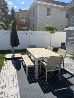 IKEA SJÄLLAND Outdoor Dining Set – Table, 4 Armchairs & Bench