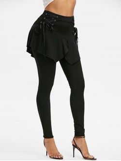 Dark Wash Flare leggings with Lace Detail 2X
