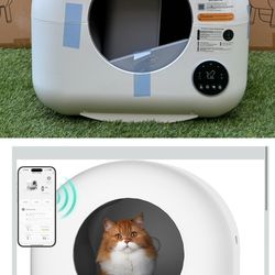 Self Cleaning Litter Box, Automatic Cat Litter Box for Multiple Cats, App Control and Safety Protection, 1 Roll Litter Bags and Mat, W&G