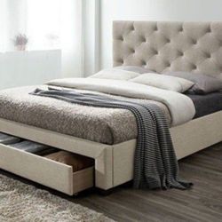 Brand New Beige Cal.king Size Storage Bed Frame