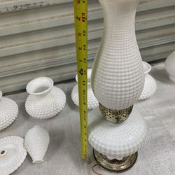 Milk glass lamp and shades