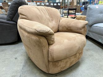 NATUZZI Vintage Microplush Light Brown Swivel Glider Armchair