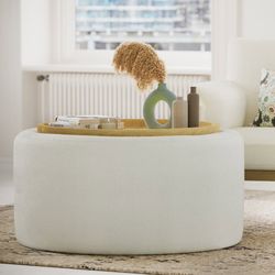 Beautiful Stowaway Coffee Table – Cream Bouclé with Storage