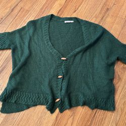 Green knitted cardigan size medium 