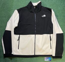 The North Face white and black Denali jacket
