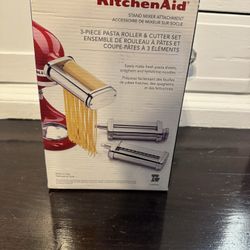 KitchenAid Stand Mixer Attachment, KSMPRA 3-Piece Pasta Roller & Cutter Set Open Box New