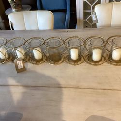 7 Glass Cylinder Candle Holder W/ Gold Frame  SKU  1XBDD8