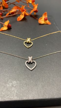 *NO FADE* Real Gold Plated Rhinestone Heart Pendant Necklace, Gold and Silver Color