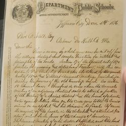 1876 Dept Of Public Schools Letter Re: Superintendent (Transcribed)